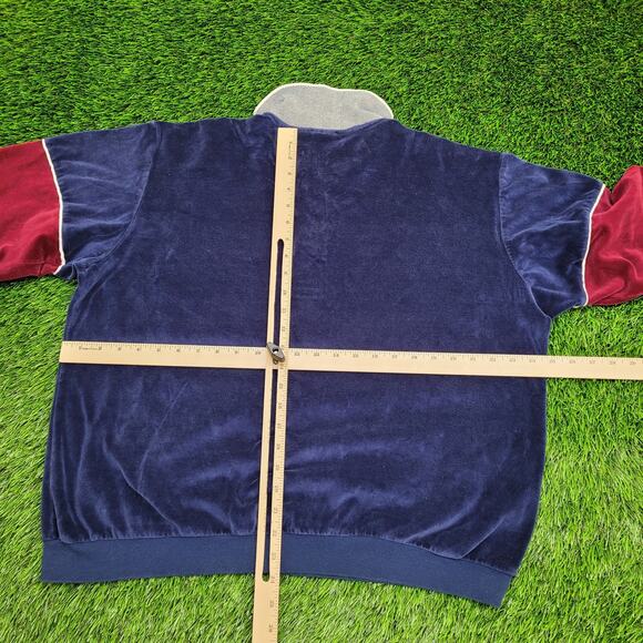 Vintage 90s Velour Collared Sweater Large 25x24 Baggy - Picture 4 of 10